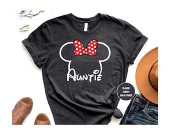 Camiseta de la tía ratoncita, camiseta de la tía de Disney, camisetas de Disney para la tía, camiseta de Disney para mujer, camiseta de Disneyworld, camiseta de la familia de Disney, cabeza de minnie