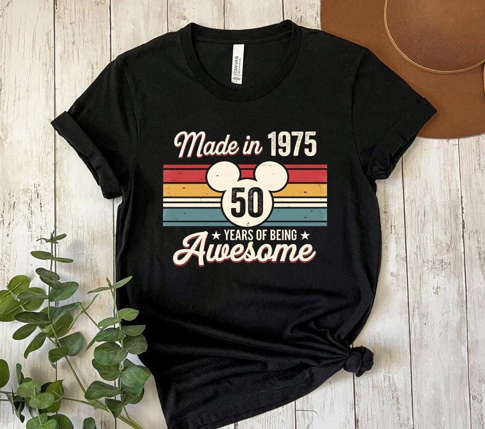 Made In 1975 50 Years Of Being Awesome Vintage Shirt,Personalized 50th Birthday Gift, Mickey Ears Birthday Tee, Disney 50th Bday Anniversary
