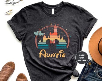 Camiseta de la tía ratoncita, camiseta de la tía de Disney, camisetas de Disney para la tía, camiseta de Disney para mujer, camiseta de Disneyworld, camiseta de la familia de Disney, cabeza de minnie