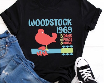 Camiseta de Woodstock 1969, camiseta de Woodstock, camiseta hippie, camiseta retro, camiseta retro de furgoneta, camiseta de 1969, regalo de 1969, regalo de Woodstock, camiseta de música de los años 60