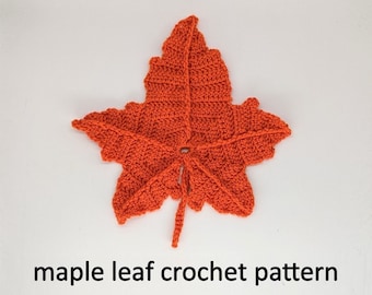 Maple Leaf PDF Crochet Pattern Coaster, Bookmark, home decor