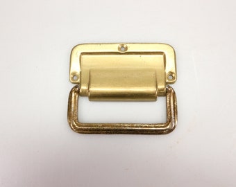 set of 10 vintage aged brass filing cabinet label holder drawer pull handle FD2 