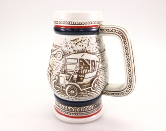 Beer Mug, German ceramics, Small Beer Pul, Beer Tankard, Handmade Mug,1911 Ford model T, 1927 Bugatti, 1910 Stanley Steamer