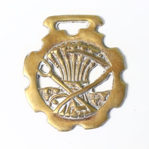 Vintage Cast Brass Horse medallion-bridle decoration-  collectible,bohemian classic decor, Klepperman. Grain