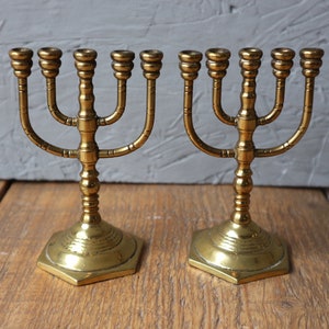 Set of 2 Small Brass Candleholders, Brass Candlesticks, Mantel Decor, Library Decor, Wedding Brass Decor