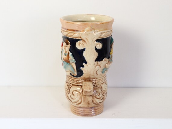 ドイツ製　装飾　ビールジョッキ　陶器　手作り　未使用 ブーツ型のビールジョッキ、ビールジョッキ、ドイツの陶器、ビール