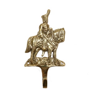 Soldado a caballo, gancho de latón antiguo, gancho de pared, percha de pared, ganchos de estilo victoriano, jinete a caballo
