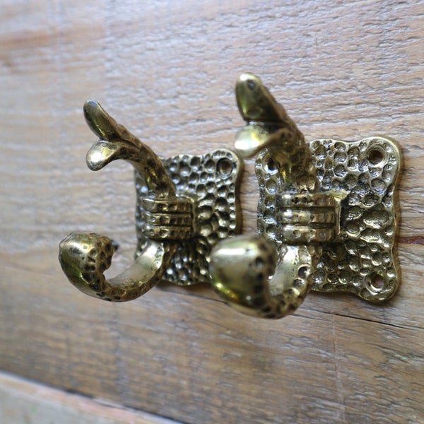 Set of 2 Brass Coat hooks, Wall hook, Wall Hanger, Victorian style hooks