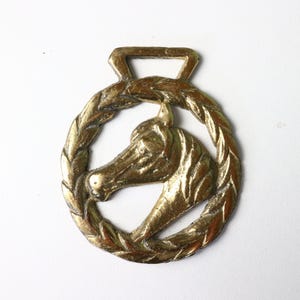 Vintage Cast Brass Horse medallion-bridle decoration-  collectible,bohemian classic decor, Klepperman. Grain