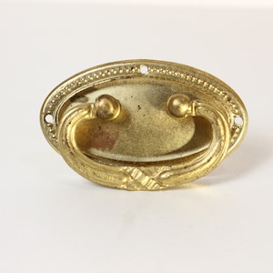 One (1) Brass Vintage Drawers Handle with laurel, Old cabinet pull escutcheon, hanging pull. Elegance Drawer Handles / Pulls