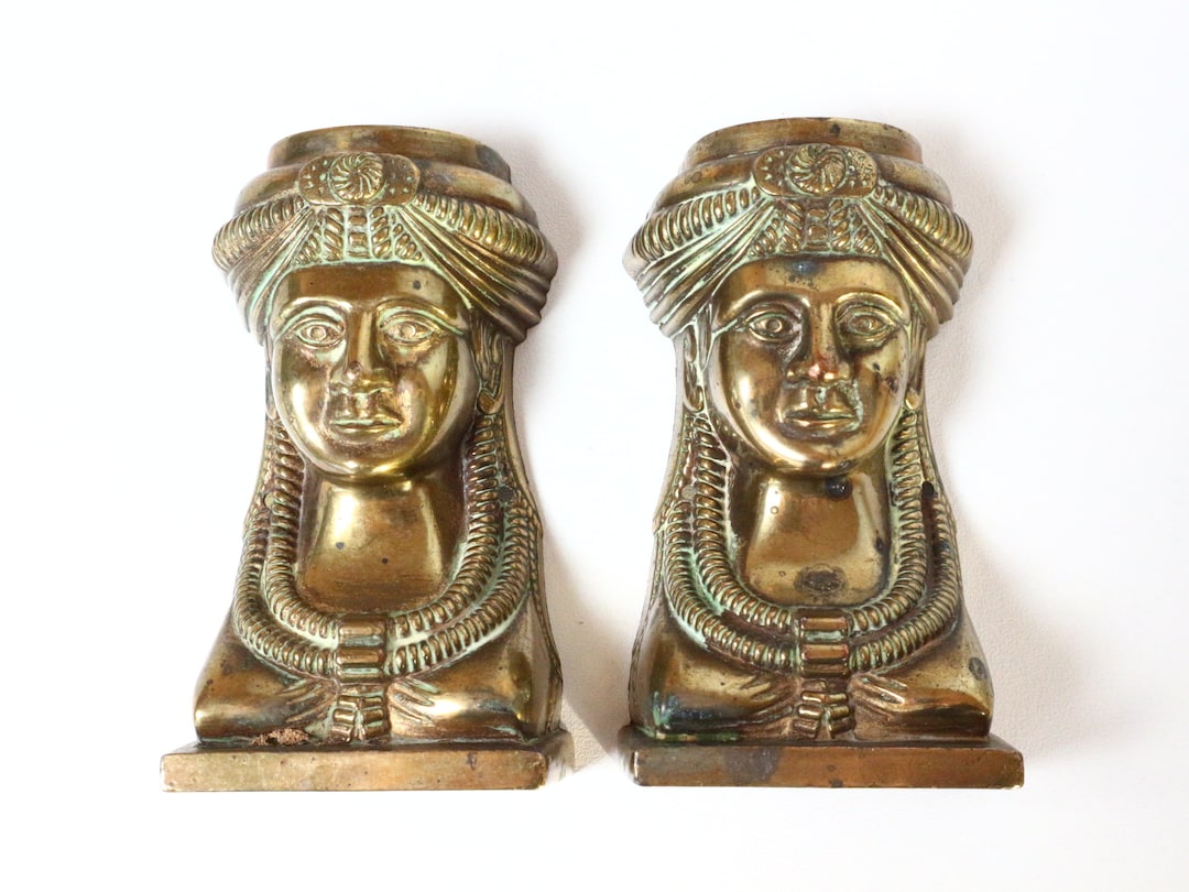 Set of 2 Antique Brass Ornaments , Solid Brass, Hardware, Decorative Piece of Brass