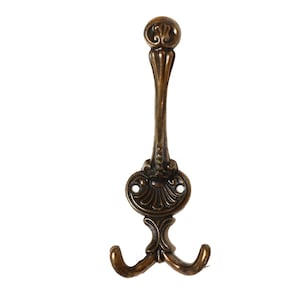 One (1) Brass Antique Victorian Style Coat hook, Wall hook, Wall Hanger