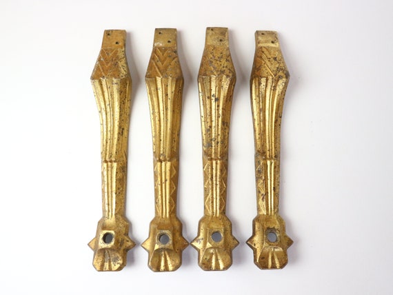 Set of Four 4 Pcs Antique Brass Table Legs. Antique Decoration