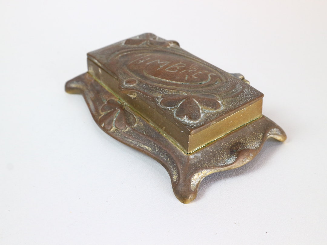 Antique Postage Stamp Holder, Brass Postage Stamp Holder, Hollywood