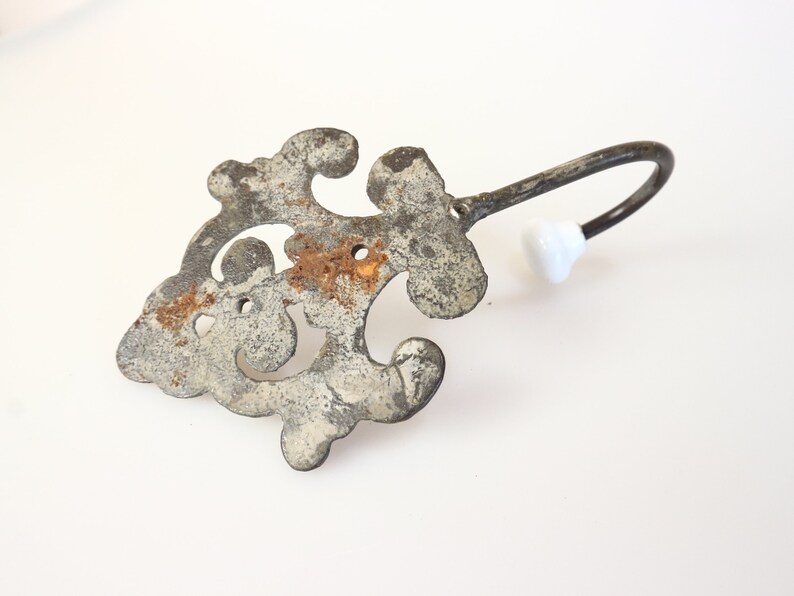 Set of 3 Metal clothes hook with porcelain knob Vlothe hooks Wall hooks