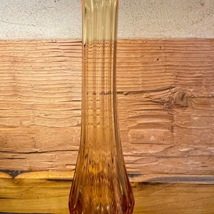 Vintage Fenton Swung Vase Amber Thumbprint Tall Bud Flower Vase 16” tall mouth 3” Ribbed