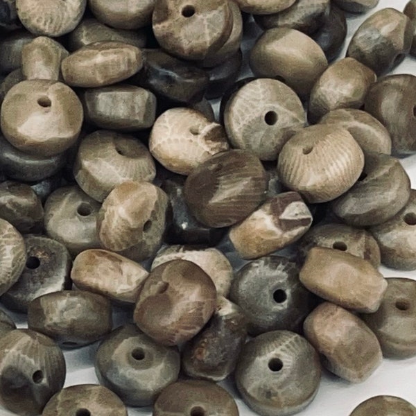Petoskey Stone Bead Donut Bead 10mm - Sold Individually