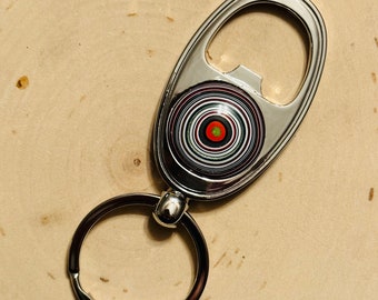 Fordite Bottle Opener Key Chain (Q) - Key Ring - Father's Day - Groomsmen Gift - Christmas Gift