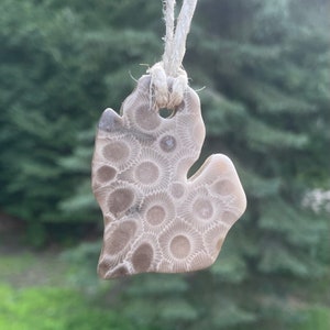 Petoskey Stone Large Michigan Shaped Ornament