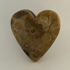 Petoskey Stone Heart Shaped Cabinet Knob - Dresser Knob - Kitchen Cabinet Knob - Bathroom Vanity - Decorative Knob - Linen Closet