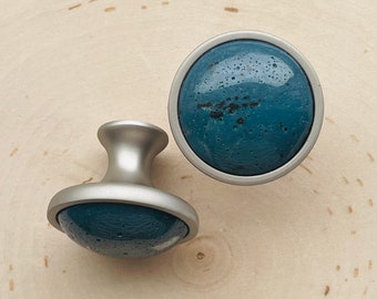 Leland Blue Cabochon Cabinet Knob - Drawer Pull - Kitchen Decor - Bathroom Decor - Bedroom Decor - Home Decor - Kitchen Cabinet Knob