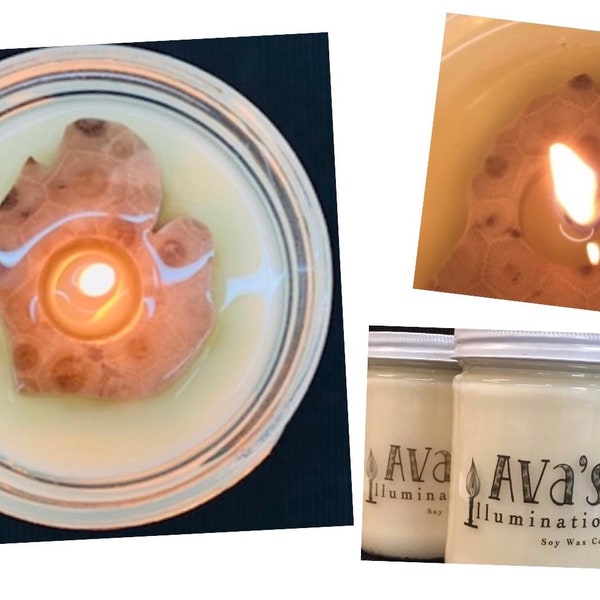 Ava's Illuminations 16 oz Petoskey Stone Soy Wax Candle - Petoskey Stone Candle - Soy Candle - Michigan Candle - Gifts Under 30