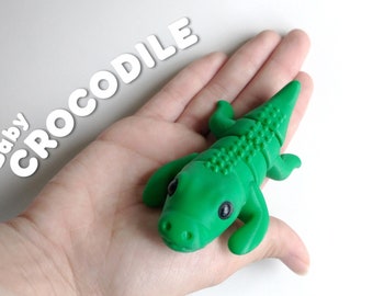 Cute Articulating Baby Crocodile by Zou3d Desk Fidget Stress Toy 3d Printed