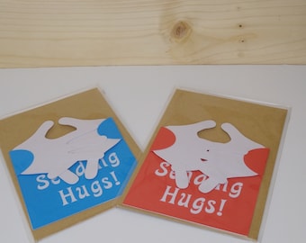 Handmade unique Sending Hugs card. Any Occasion. Can be personalised. Keepsake,