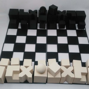 Chess Set Bauhaus Model 1924 Minimalist Chess Set with Compact 4 Piece Board image 3