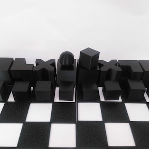 Chess Set Bauhaus Model 1924 Minimalist Chess Set with Compact 4 Piece Board image 2