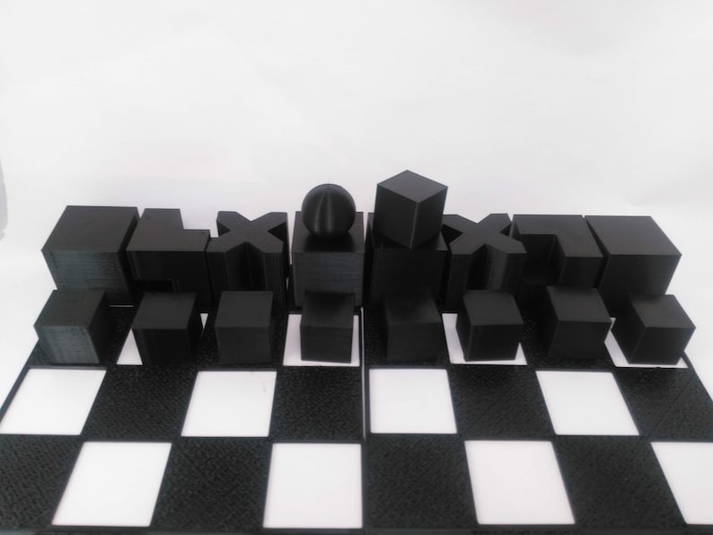 Chess Set Bauhaus Model 1924 Minimalist Chess Set with Compact 4 Piece Board image 2