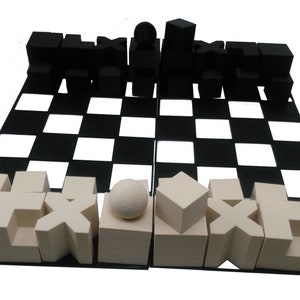 Chess Set Bauhaus Model 1924 Minimalist Chess Set with Compact 4 Piece Board image 1