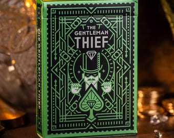Gentlemen Thief Playing Cards - Emerald Green - Custom illustrated Artwork