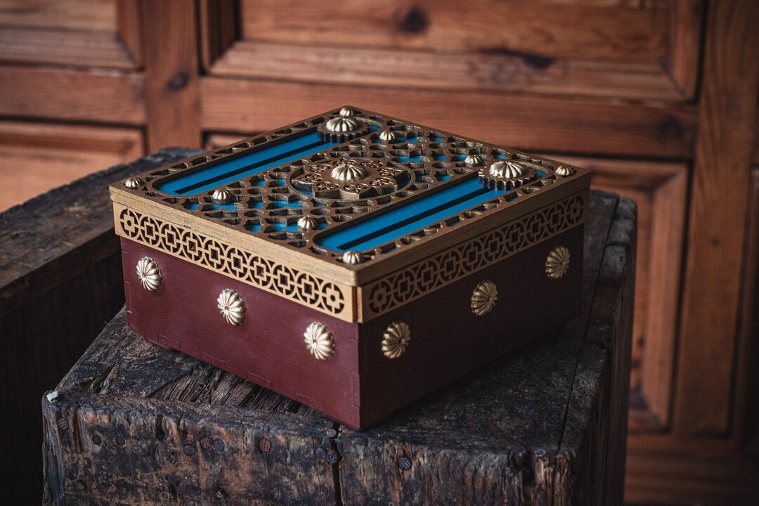 Blue Dragon Sliding Puzzle Box Handmade Puzzle Etsy