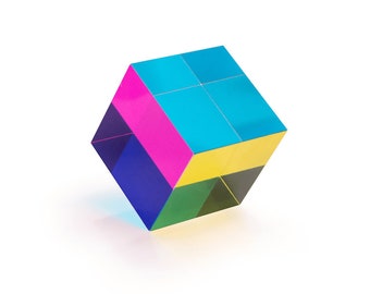 4cm CMY Colour Cube - Mixed Colour Gradient Fidget Cube Handmade in Japan