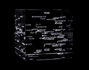 Star Map Paperweight -  Laser Glass Crystal Sculpture Turning 3D Data Into Highly Accurate Structure!