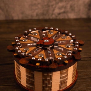 Steuerrad-puzzeldoos: luxe handgemaakte houten geheime kist