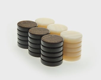 Acrylic Mother Of Pearl Style Manopoulos Backgammon Checkers (Set of 30) Brown, Ivory