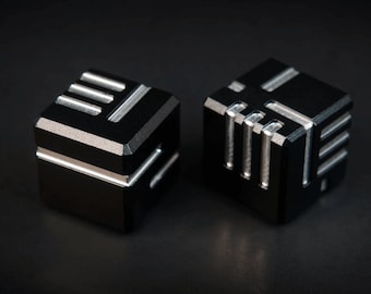 Set of 2 Black Aluminium AKO Dice - "Another Kind Of' Dice - Unique Metal Design