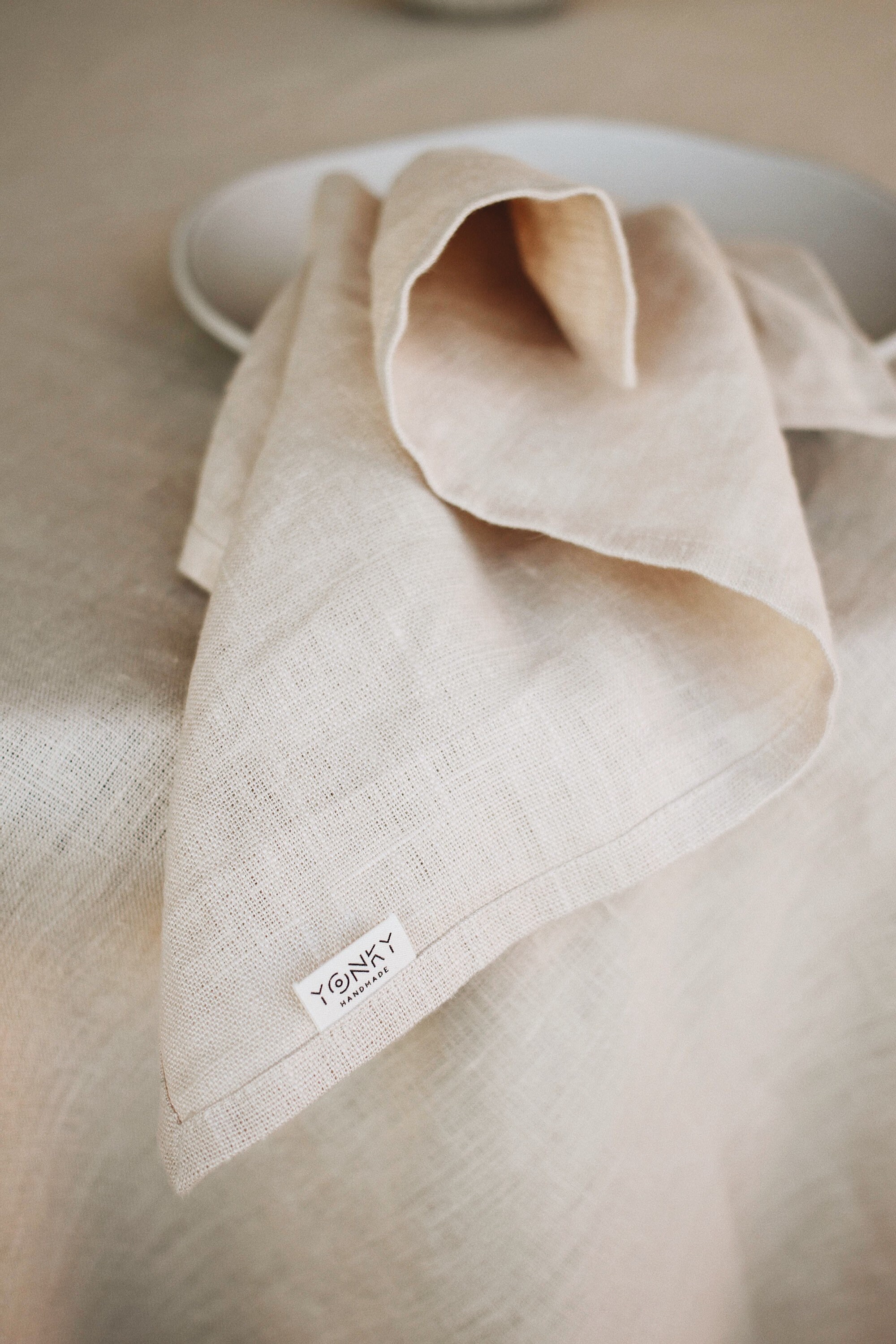 Set of linen napkins. Beige sand handmade napkins. Square Etsy