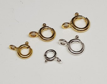 Spring rings, various sizes, 925 sterling silver and gold doublé, now also in 333 yellow gold, for DIY necklaces and bracelets