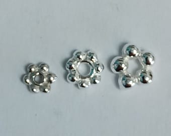 Kugelringe  (Blümchen / Blumen) 925er Silber, Zwischenteile für Perl- und Edelsteinketten