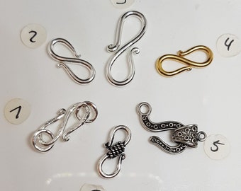 Crochets en S argent 925, crochets fermoirs, fermoirs pour colliers et bracelets