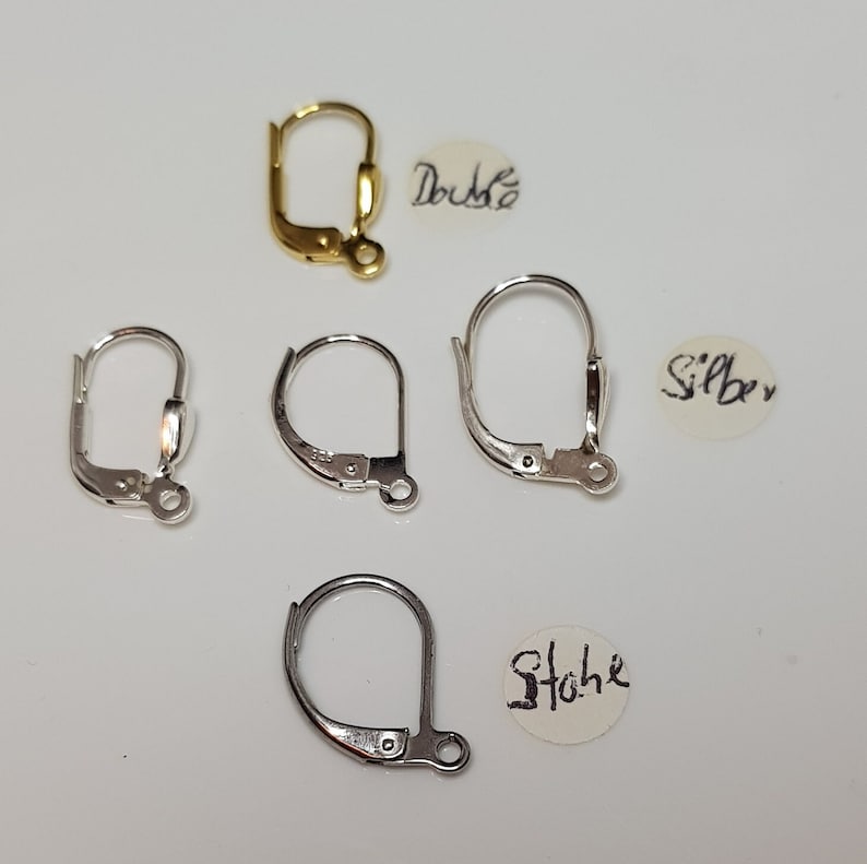 Hinged leverbacks, silver, gold doublé and steel for attaching homemade earrings 925 silver image 1