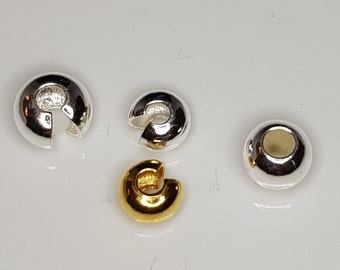 Kaschierkugeln / Kaschierperle, Klappkugel und geschlossende Kugel in 925er Sterlingsilber 4 und 5mm silber und silber vergoldet,