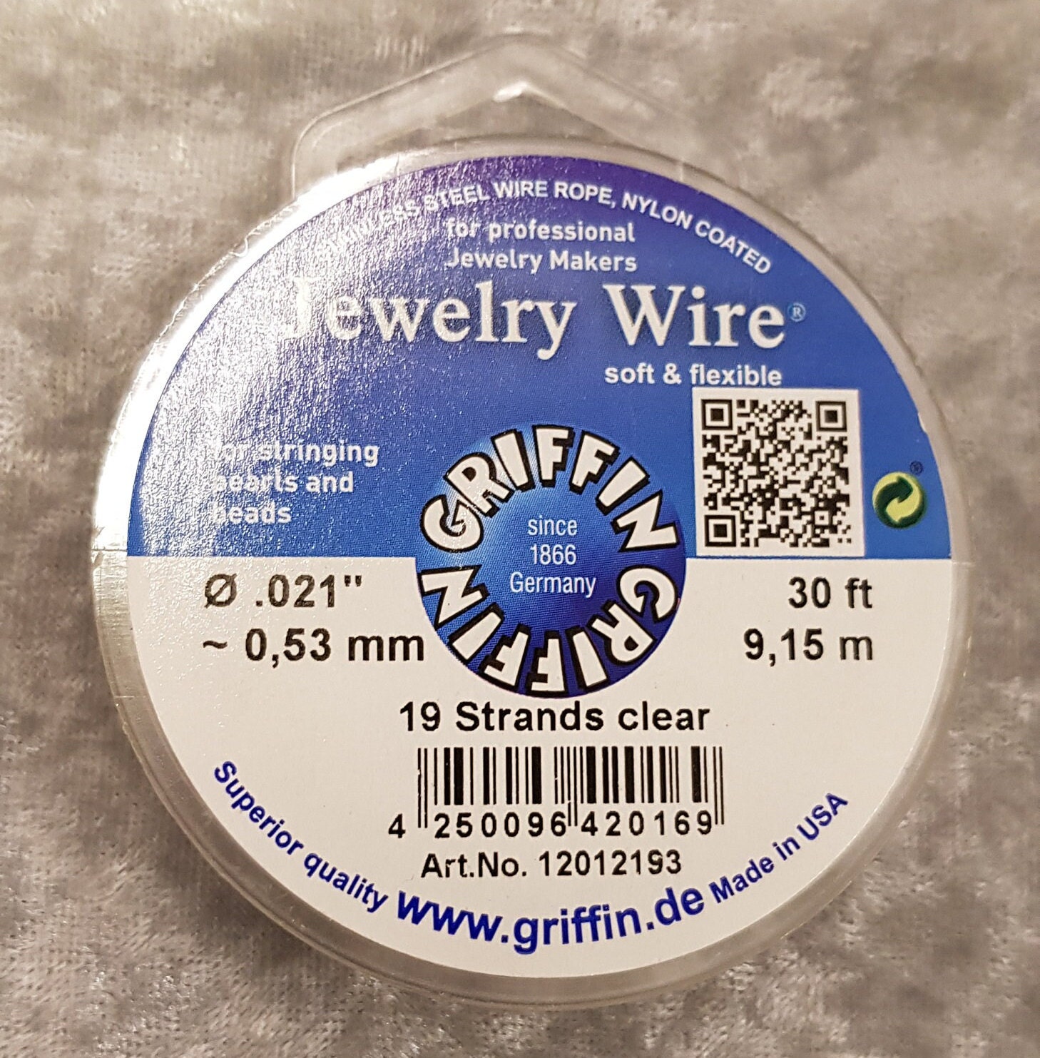 Jewelry Wire Griffin Professional Jewelry Wire jeweler s Wire Made of Stainless Steel Nylon coated Spool 9.15 M and 30.5 M 19 and 49 Strands Etsy