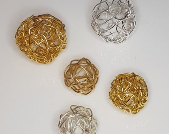 Kugel Drahtknäuel  aus 925er Silber und Silber vergoldet für Ketten, Ohrringe etc, verschiedene Durchmesser