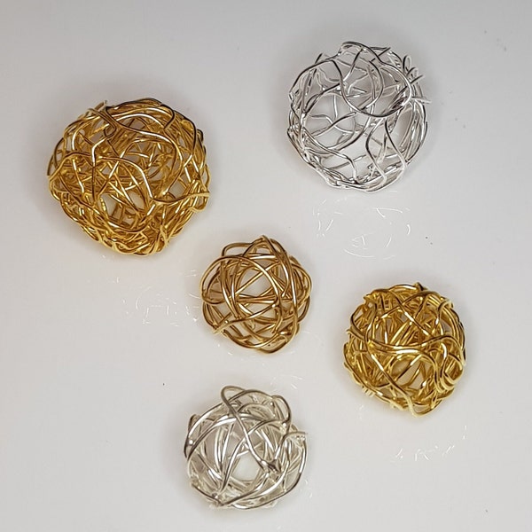 Kugel Drahtknäuel  aus 925er Silber und Silber vergoldet für Ketten, Ohrringe etc, verschiedene Durchmesser
