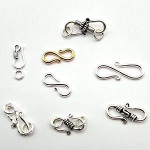 Ganci a S, argento sterling 925, ganci a chiusura, chiusure per collane e bracciali
