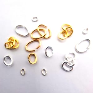 Biegeringe oval, offene Ösen in 925er Silber, und Silber vergoldet, verschiedene Größen